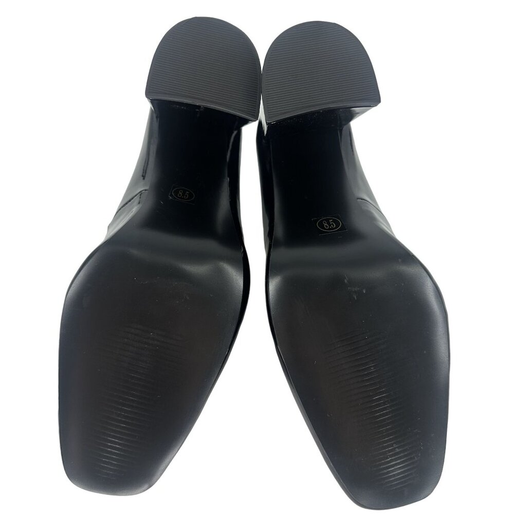 Steve Madden Black Patent Synthetic Leather Square Toe Block Heel Shoe 8.5M - Picture 6 of 7